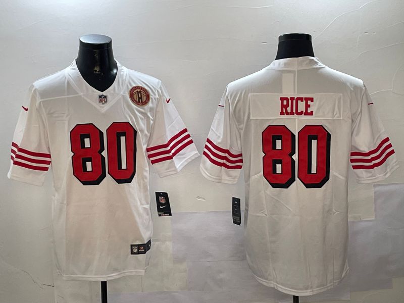 Men San Francisco 49ers 80 Rice White Throwback 2024 Nike Limited NFL Jersey style 01044